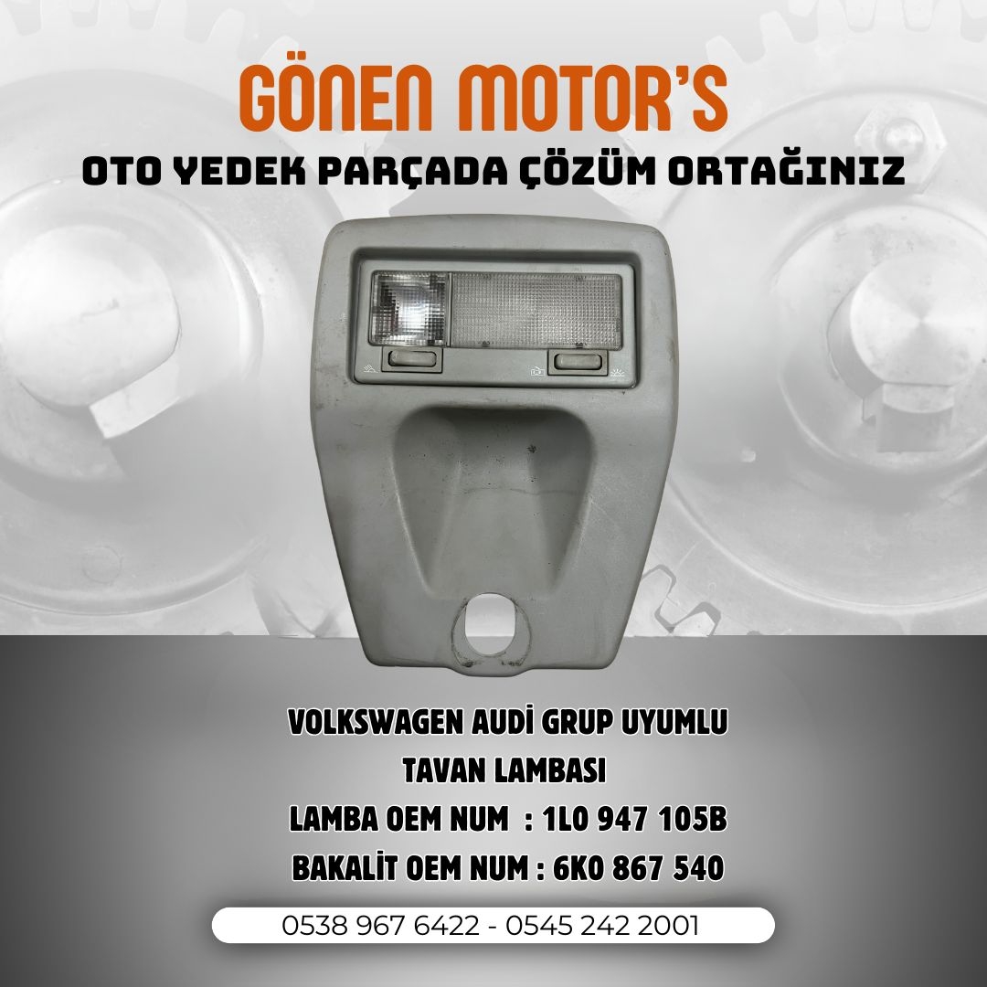 133 - 1L0 947 105B – 6K0 867 540 Polo Classic Sunrooflu Tavan Lambası ve Bakaliti