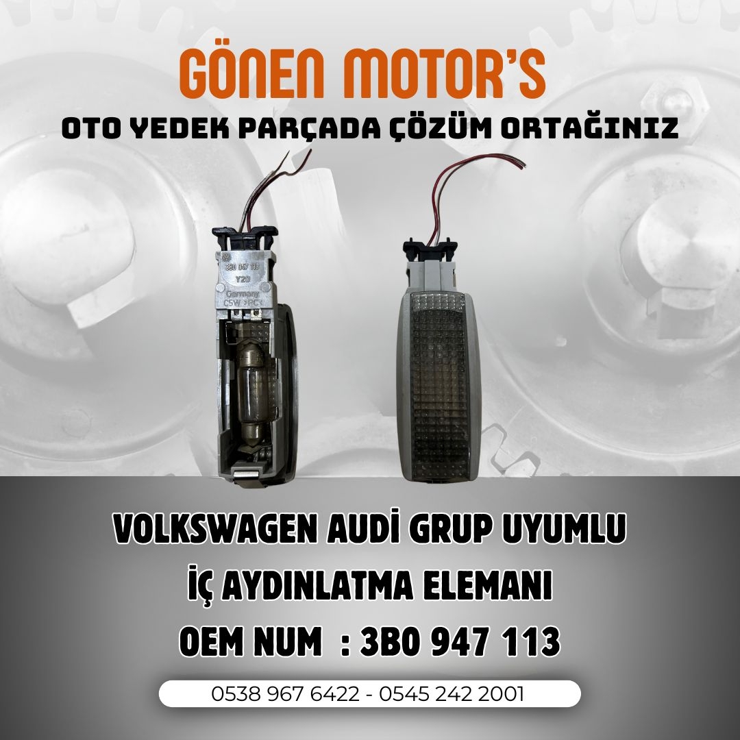 138 - 3B0 947 113 Okuma Lambası | Passat – Golf – Bora Uyumlu İç Aydınlatma Ünitesi